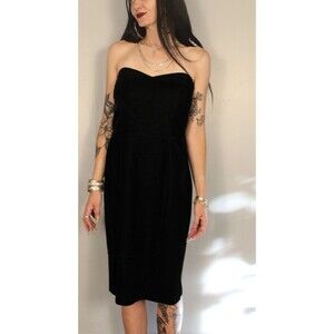 Vintage Scott McClintock Y2K Dress Womens size 6 Black Velvet Strapless Event z